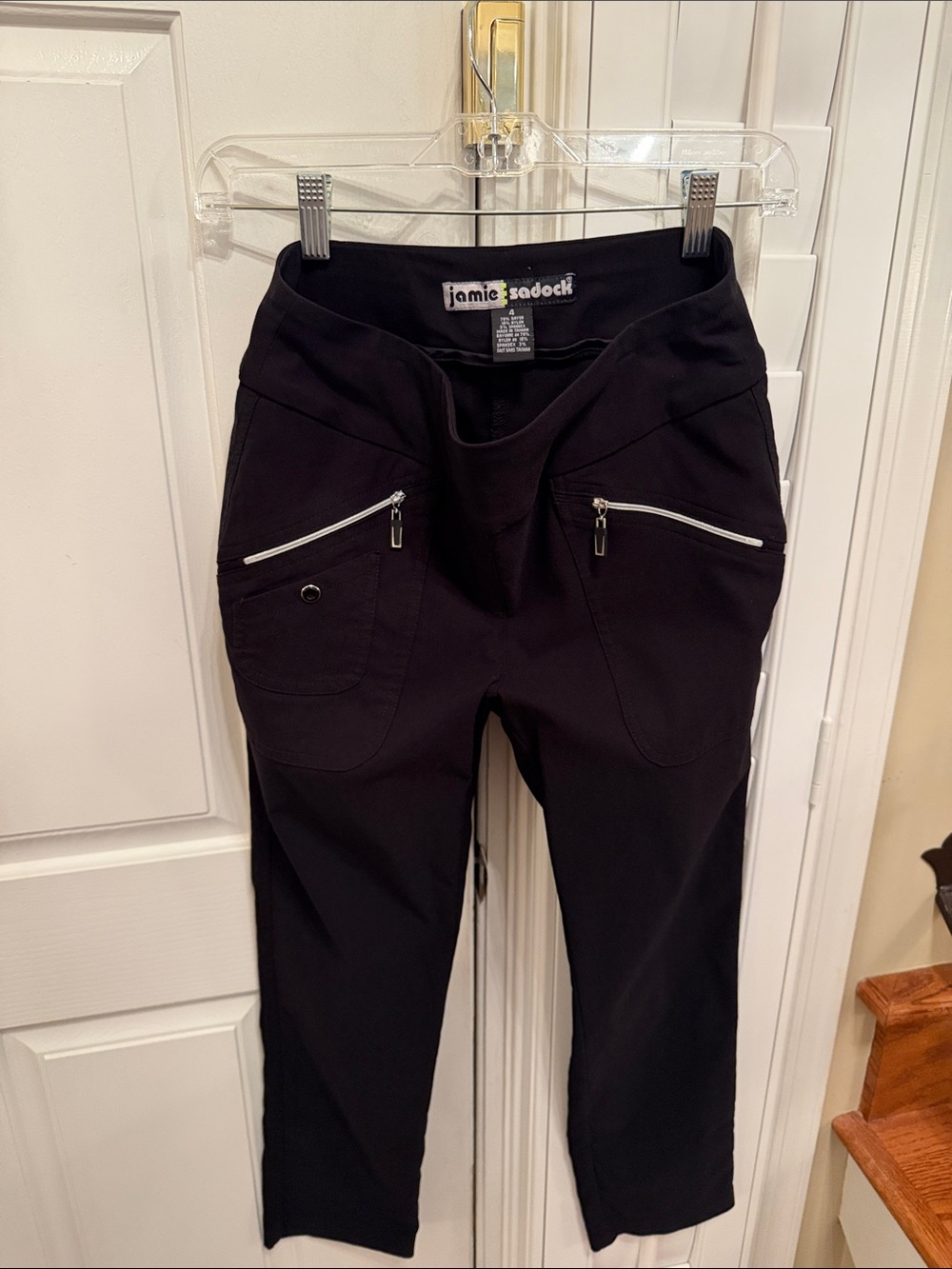 jamie sadock Black Stretch Chinos with Contrast Silver Zippers